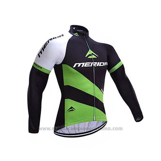 2017 Abbigliamento Ciclismo Merida Nero e Verde Manica Lunga e Salopette