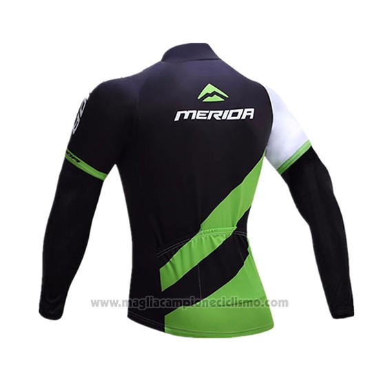 2017 Abbigliamento Ciclismo Merida Nero e Verde Manica Lunga e Salopette