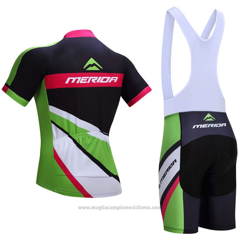 2017 Abbigliamento Ciclismo Merida Rosso e Verde Manica Corta e Salopette