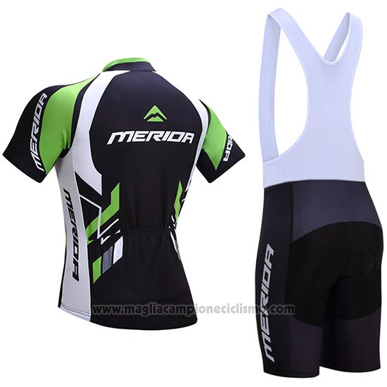 2018 Abbigliamento Ciclismo Merida Nero e Verde Manica Corta e Salopette