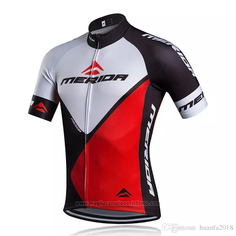 2018 Abbigliamento Ciclismo Merida Rosso Bianco Manica Corta e Salopette