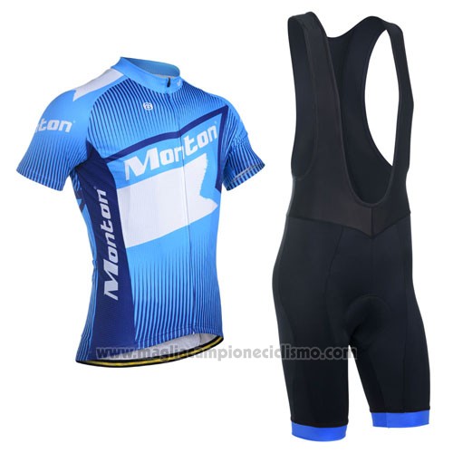 2014 Abbigliamento Ciclismo Monton Bianco e Blu Manica Corta e Salopette