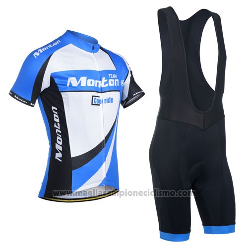 2014 Abbigliamento Ciclismo Monton Bianco e Celeste Manica Corta e Salopette