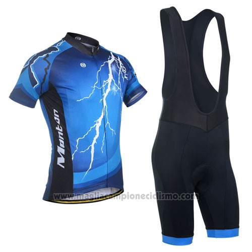 2014 Abbigliamento Ciclismo Monton Nero e Blu Manica Corta e Salopette