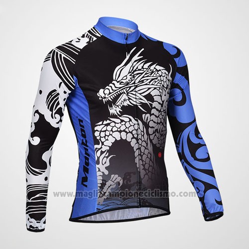 2014 Abbigliamento Ciclismo Monton Nero e Blu Manica Lunga e Salopette