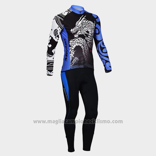 2014 Abbigliamento Ciclismo Monton Nero e Blu Manica Lunga e Salopette