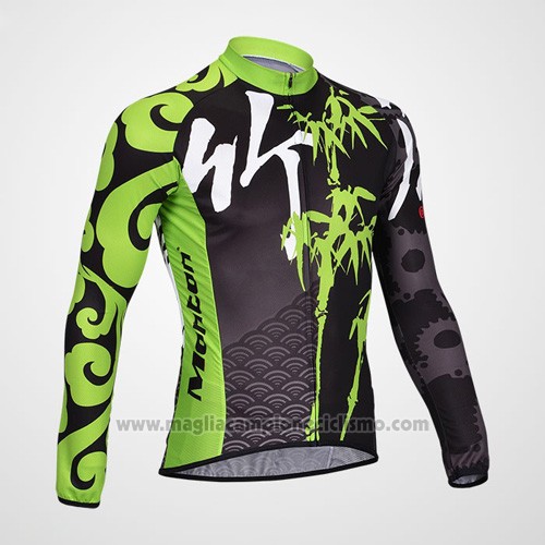 2014 Abbigliamento Ciclismo Monton Nero e Verde Manica Lunga e Salopette