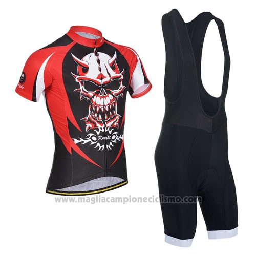 2014 Abbigliamento Ciclismo Monton Rosso Nero Manica Corta e Salopette