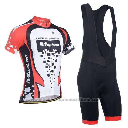 2014 Abbigliamento Ciclismo Monton Rosso e Bianco Manica Corta e Salopette