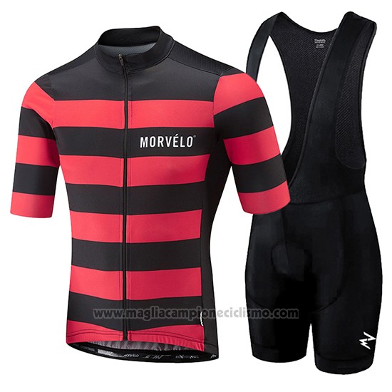 2018 Abbigliamento Ciclismo Morvelo Nero e Rosso Manica Corta e Salopette