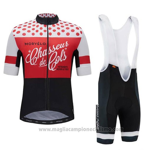 2018 Abbigliamento Ciclismo Morvelo Rosso e Nero Manica Corta e Salopette