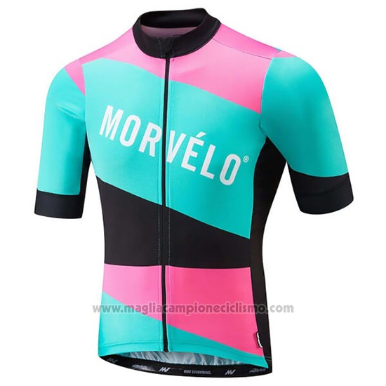 2018 Abbigliamento Ciclismo Morvelo Verde e Rosa Manica Corta e Salopette