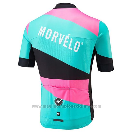 2018 Abbigliamento Ciclismo Morvelo Verde e Rosa Manica Corta e Salopette