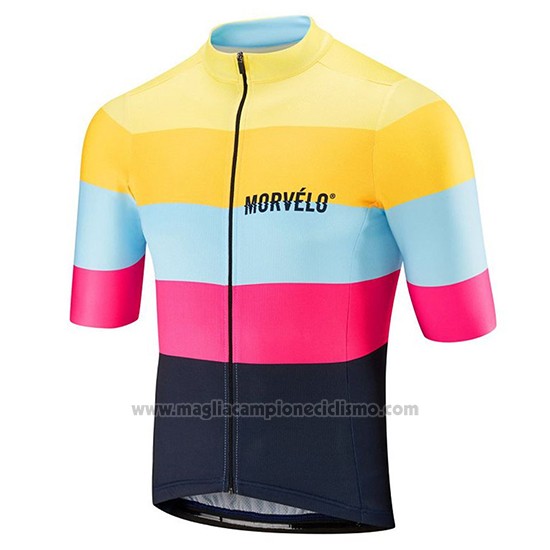 2019 Abbigliamento Ciclismo Morvelo Giallo Rosa Nero Manica Corta e Salopette
