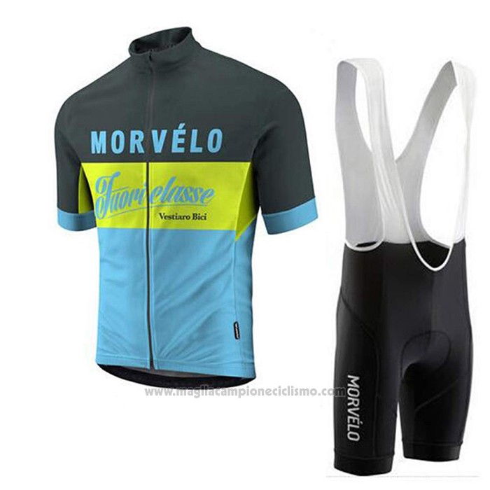 2020 Abbigliamento Ciclismo Morvelo Nero Giallo Blu Manica Corta e Salopette