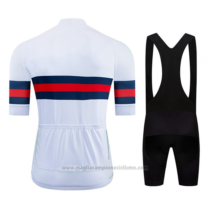 2020 Abbigliamento Ciclismo NDLSS Bianco Manica Corta e Salopette