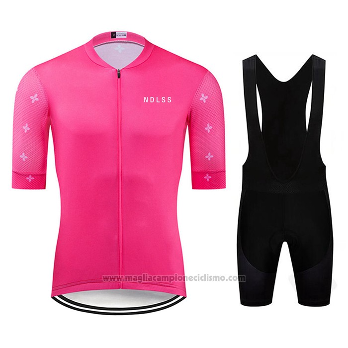 2020 Abbigliamento Ciclismo NDLSS Rosa Manica Corta e Salopette