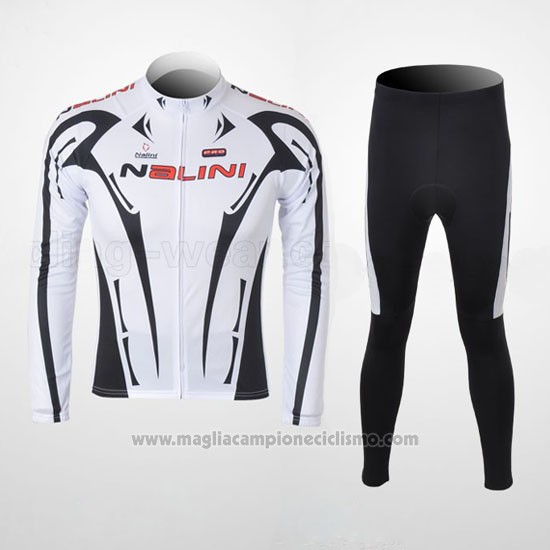 2010 Abbigliamento Ciclismo Nalini Nero e Bianco Manica Lunga e Salopette