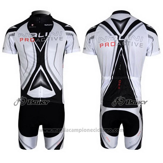 2012 Abbigliamento Ciclismo Nalini Grigio e Bianco Manica Corta e Salopette