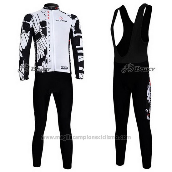 2012 Abbigliamento Ciclismo Nalini Nero e Bianco Manica Lunga e Salopette