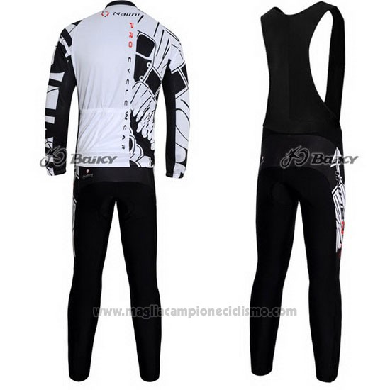 2012 Abbigliamento Ciclismo Nalini Nero e Bianco Manica Lunga e Salopette