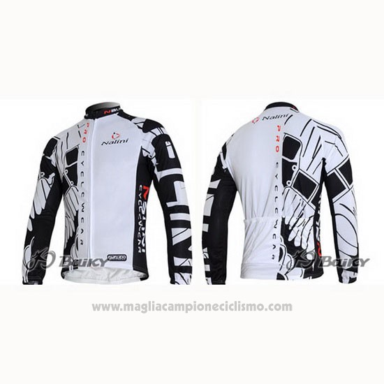 2012 Abbigliamento Ciclismo Nalini Nero e Bianco Manica Lunga e Salopette
