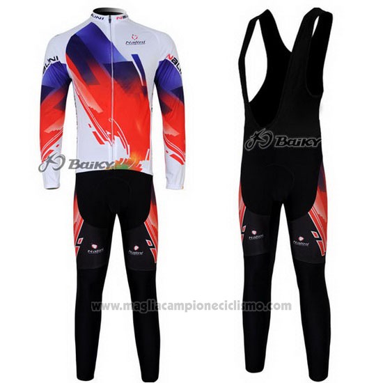 2012 Abbigliamento Ciclismo Nalini Rosso e Bianco Manica Lunga e Salopette