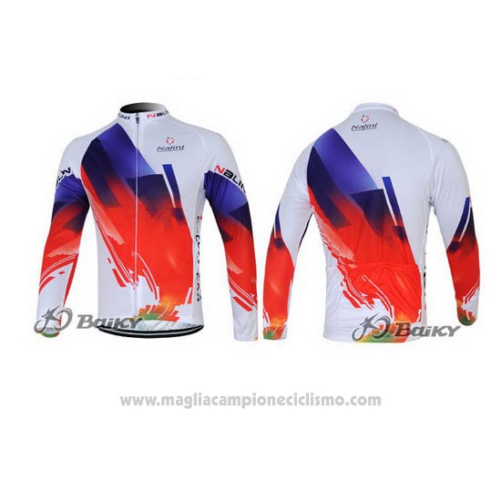 2012 Abbigliamento Ciclismo Nalini Rosso e Bianco Manica Lunga e Salopette
