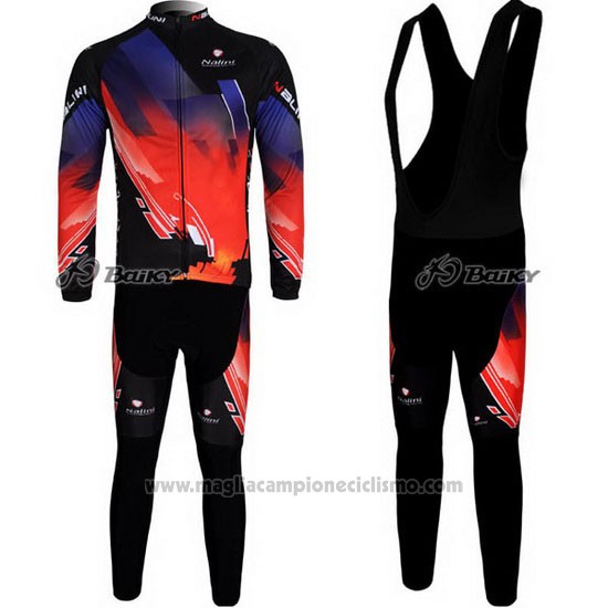 2012 Abbigliamento Ciclismo Nalini Rosso e Nero Manica Lunga e Salopette