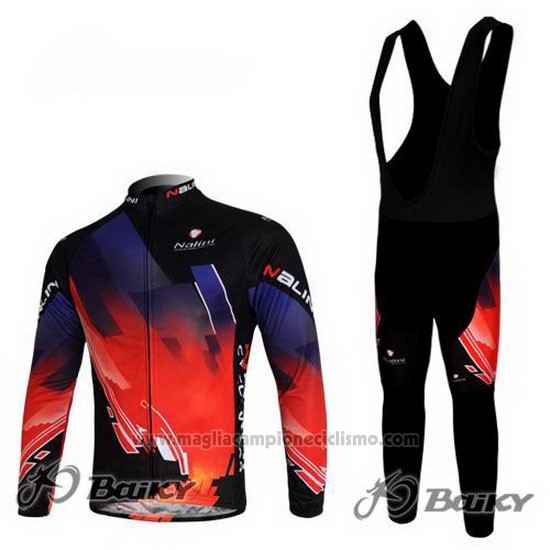 2012 Abbigliamento Ciclismo Nalini Rosso e Nero Manica Lunga e Salopette