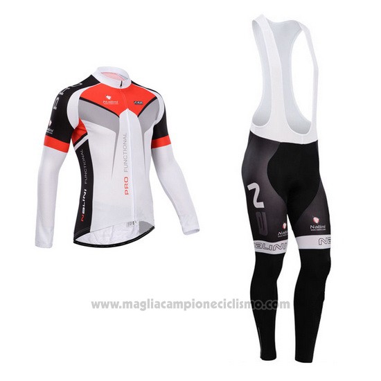 2014 Abbigliamento Ciclismo Nalini Nero e Bianco Manica Lunga e Salopette