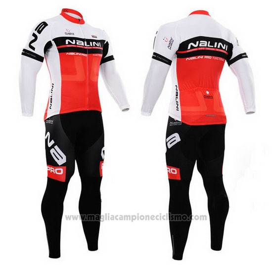 2015 Abbigliamento Ciclismo Nalini Rosso e Bianco Manica Lunga e Salopette