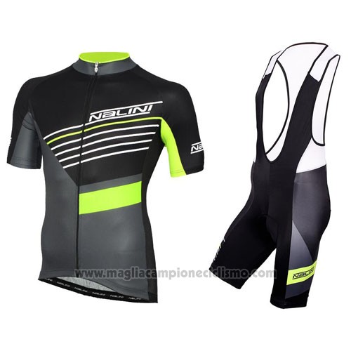 2016 Abbigliamento Ciclismo Nalini Nero e Verde Manica Corta e Salopette