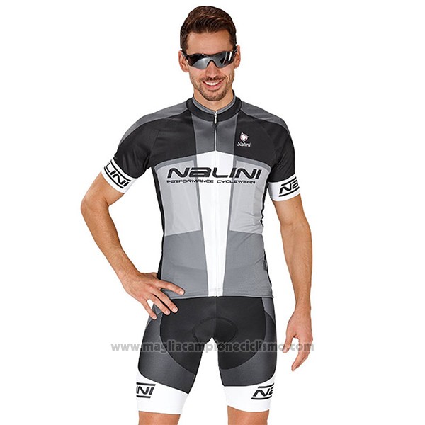 2017 Abbigliamento Ciclismo Nalini Artico Grigio e Nero Manica Corta e Salopette