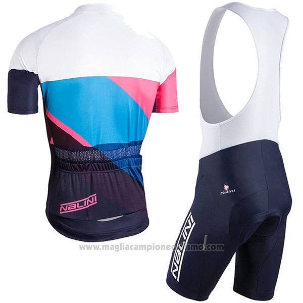 2017 Abbigliamento Ciclismo Nalini Campione Blu e Bianco Manica Corta e Salopette