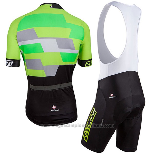 2017 Abbigliamento Ciclismo Nalini Cervino Verde e Nero Manica Corta e Salopette