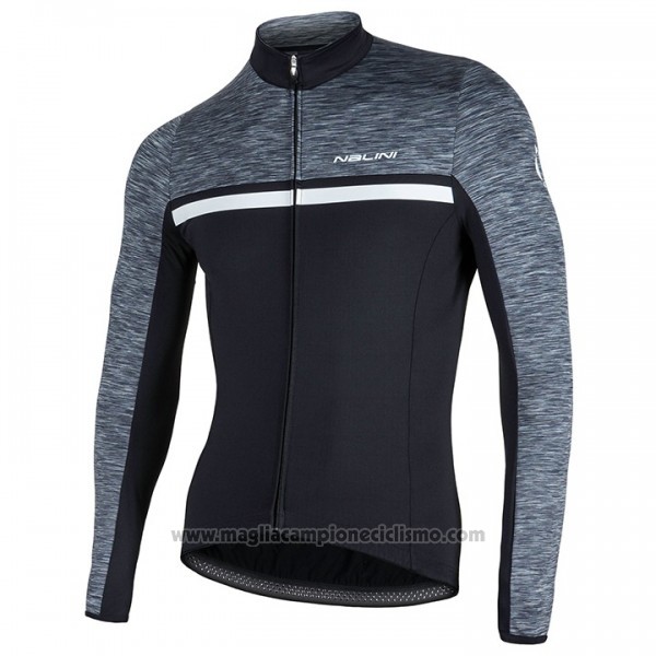 2017 Abbigliamento Ciclismo Nalini Nero e Grigio Manica Lunga e Salopette