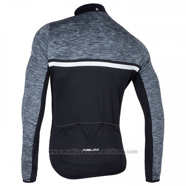 2017 Abbigliamento Ciclismo Nalini Nero e Grigio Manica Lunga e Salopette