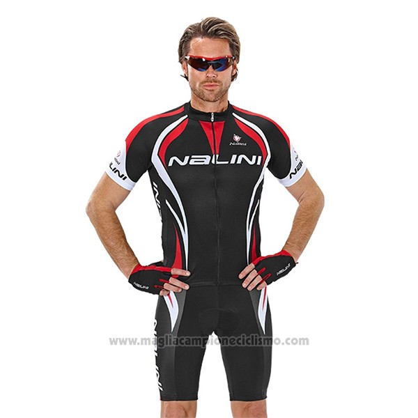 2017 Abbigliamento Ciclismo Nalini Predazzo Nero e Rosso Manica Corta e Salopette