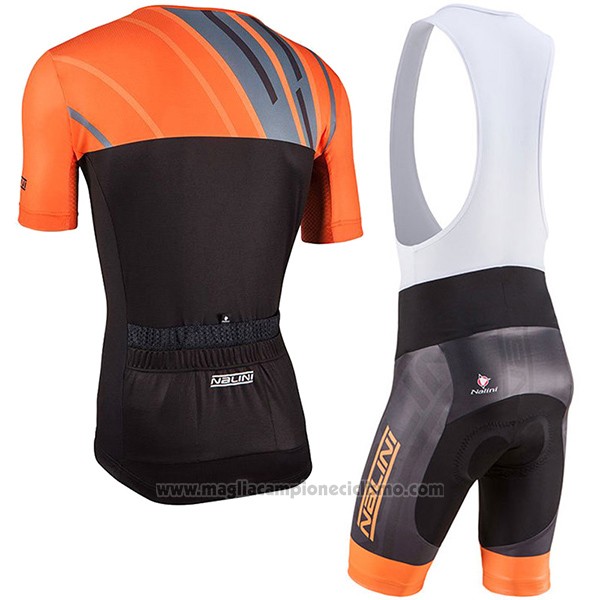 2017 Abbigliamento Ciclismo Nalini Roma Nero e Arancione Manica Corta e Salopette