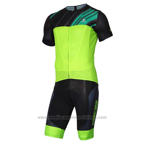 2017 Abbigliamento Ciclismo Nalini Roma Nero e Verde Manica Corta e Salopette