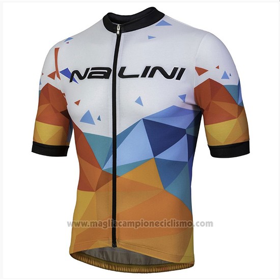 2018 Abbigliamento Ciclismo Nalini Ahs Discesa Bianco e Arancione Manica Corta e Salopette