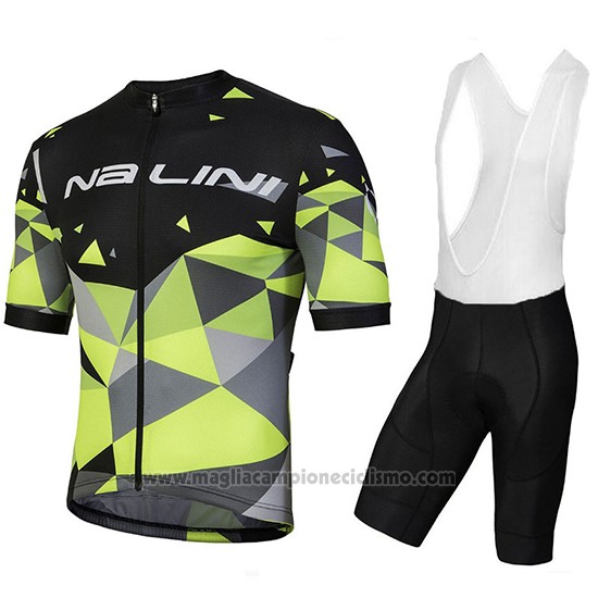 2018 Abbigliamento Ciclismo Nalini Ahs Discesa Nero e Verde Manica Corta e Salopette