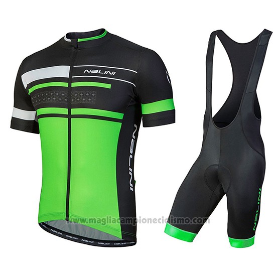 2018 Abbigliamento Ciclismo Nalini Fatica Verde Manica Corta e Salopette