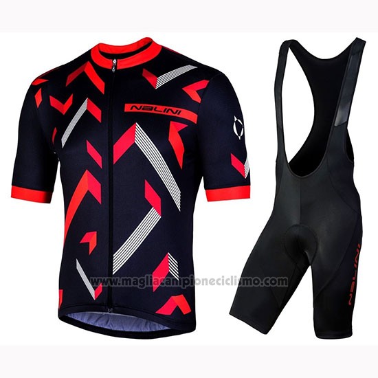 2019 Abbigliamento Ciclismo Nalini Descesa 2.0 Nero Rosso Manica Corta e Salopette