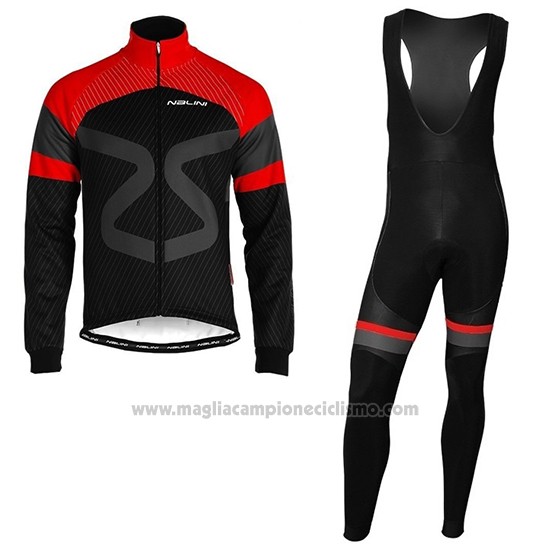 2019 Abbigliamento Ciclismo Nalini Nero Rosso Manica Lunga e Salopette