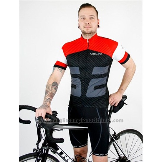 2019 Abbigliamento Ciclismo Nalini Rosso Nero Manica Corta e Salopette
