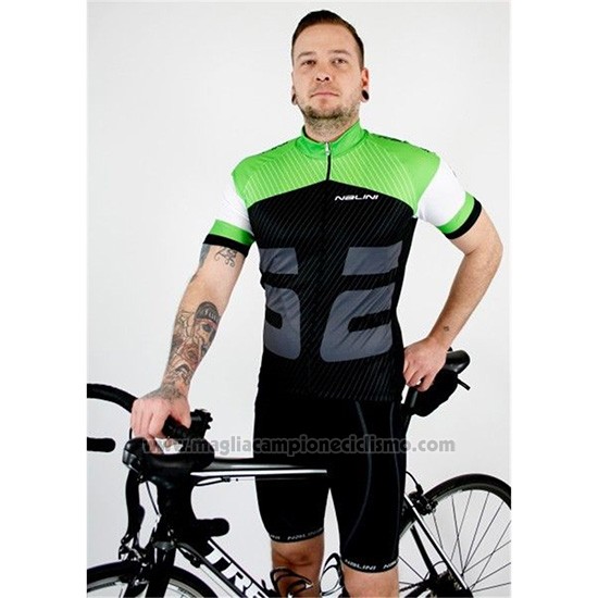 2019 Abbigliamento Ciclismo Nalini Verde Nero Manica Corta e Salopette