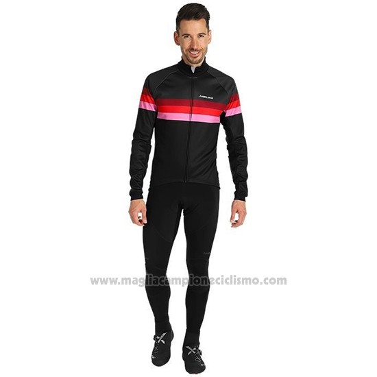 2019 Abbigliamento Ciclismo Nalini Warm 2.0 Nero Rosso Manica Lunga e Salopette