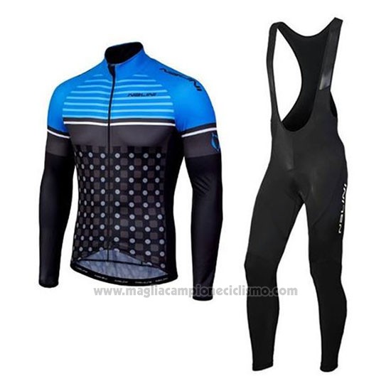 2020 Abbigliamento Ciclismo Nalini Blu Nero Manica Lunga e Salopette